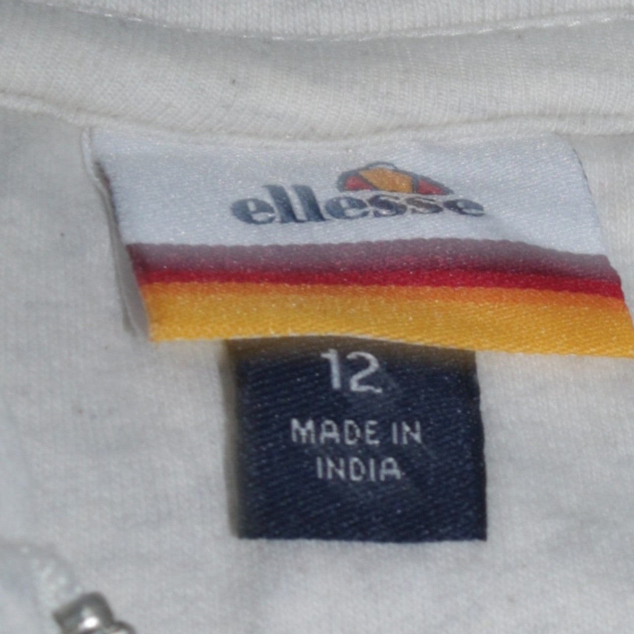 Ellesse Unisex White Full Zip Hoodie Size 12 Regular Fit
