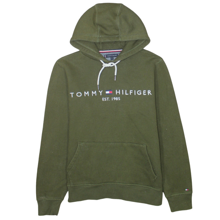 Tommy Hilfiger Men's Green Pullover Hoodie Small Logo Fleece