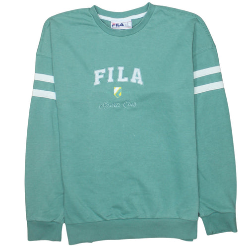 FILA Men's Green Crew Neck Sweatshirt M Logo Sports Pullover