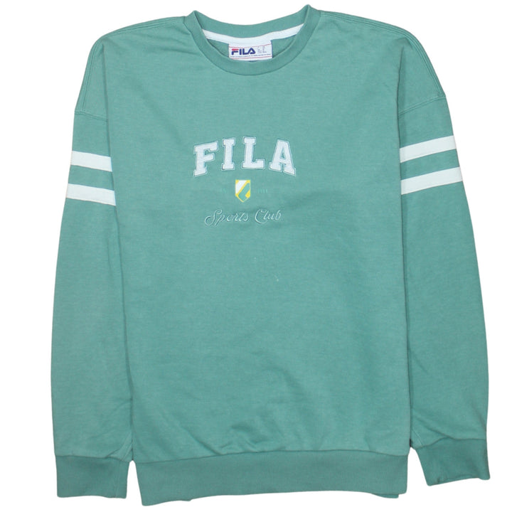 FILA Men's Green Crew Neck Sweatshirt M Logo Sports Pullover
