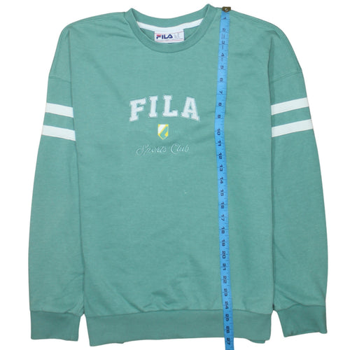 FILA Men's Green Crew Neck Sweatshirt M Logo Sports Pullover