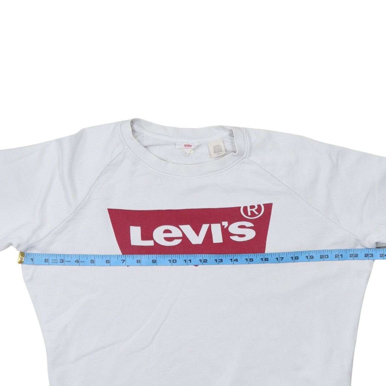 Levi's Women's White Small Crew Neck Logo Sweatshirt Cotton