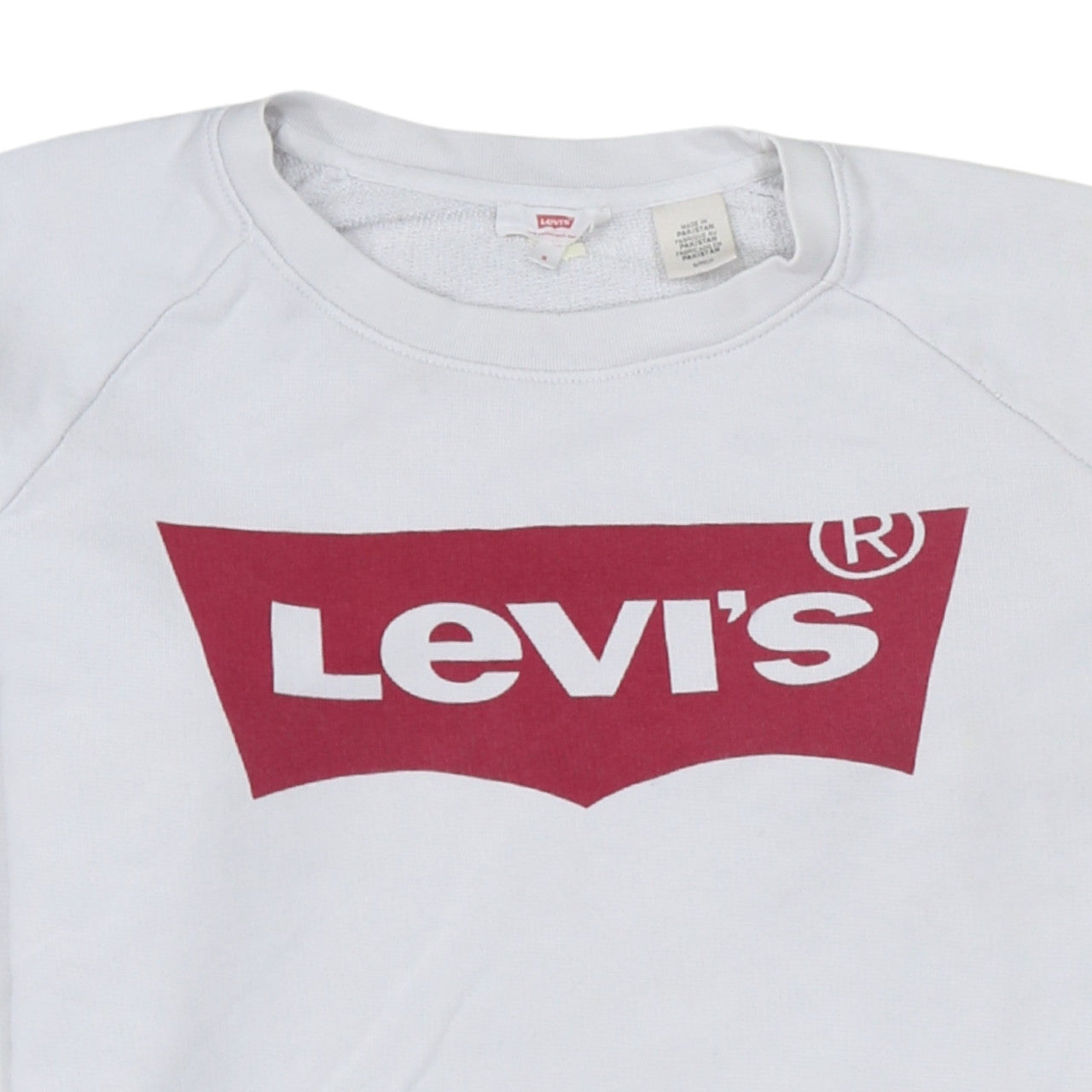 Levi's Women's White Small Crew Neck Logo Sweatshirt Cotton