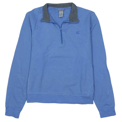 Champion Mens Blue 1/4 Zip Organic Cotton Sweatshirt Large