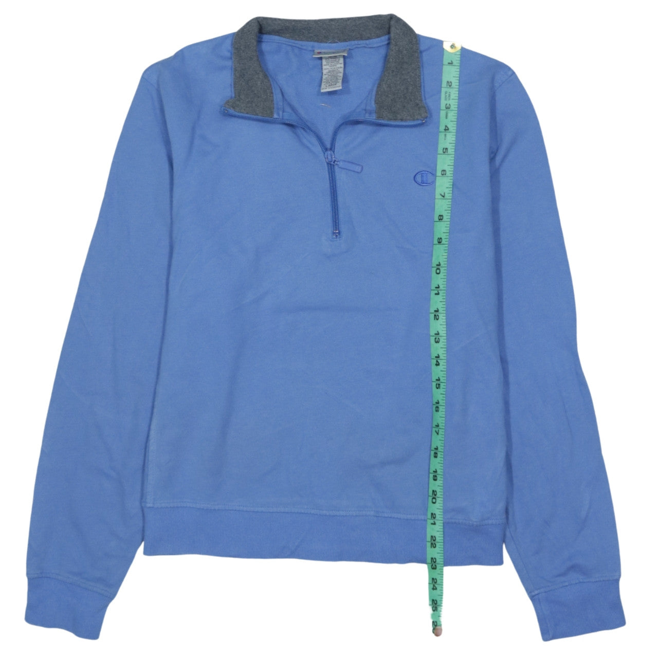 Champion Mens Blue 1/4 Zip Organic Cotton Sweatshirt Large