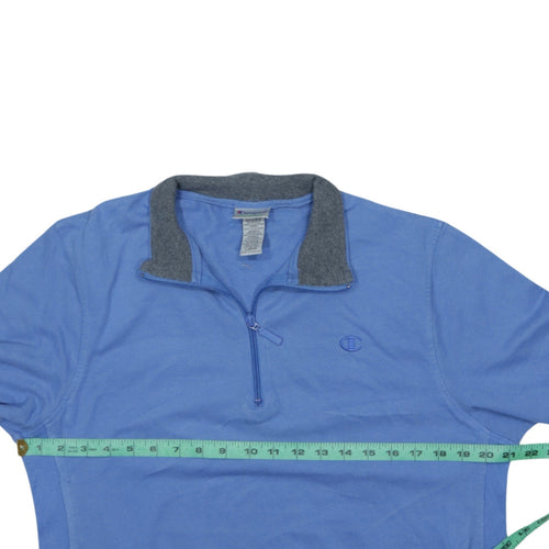 Champion Mens Blue 1/4 Zip Organic Cotton Sweatshirt Large