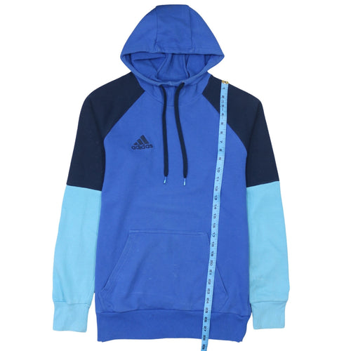 Adidas Men's Blue Pullover Hoodie Medium Hooded Logo Sweatshirt
