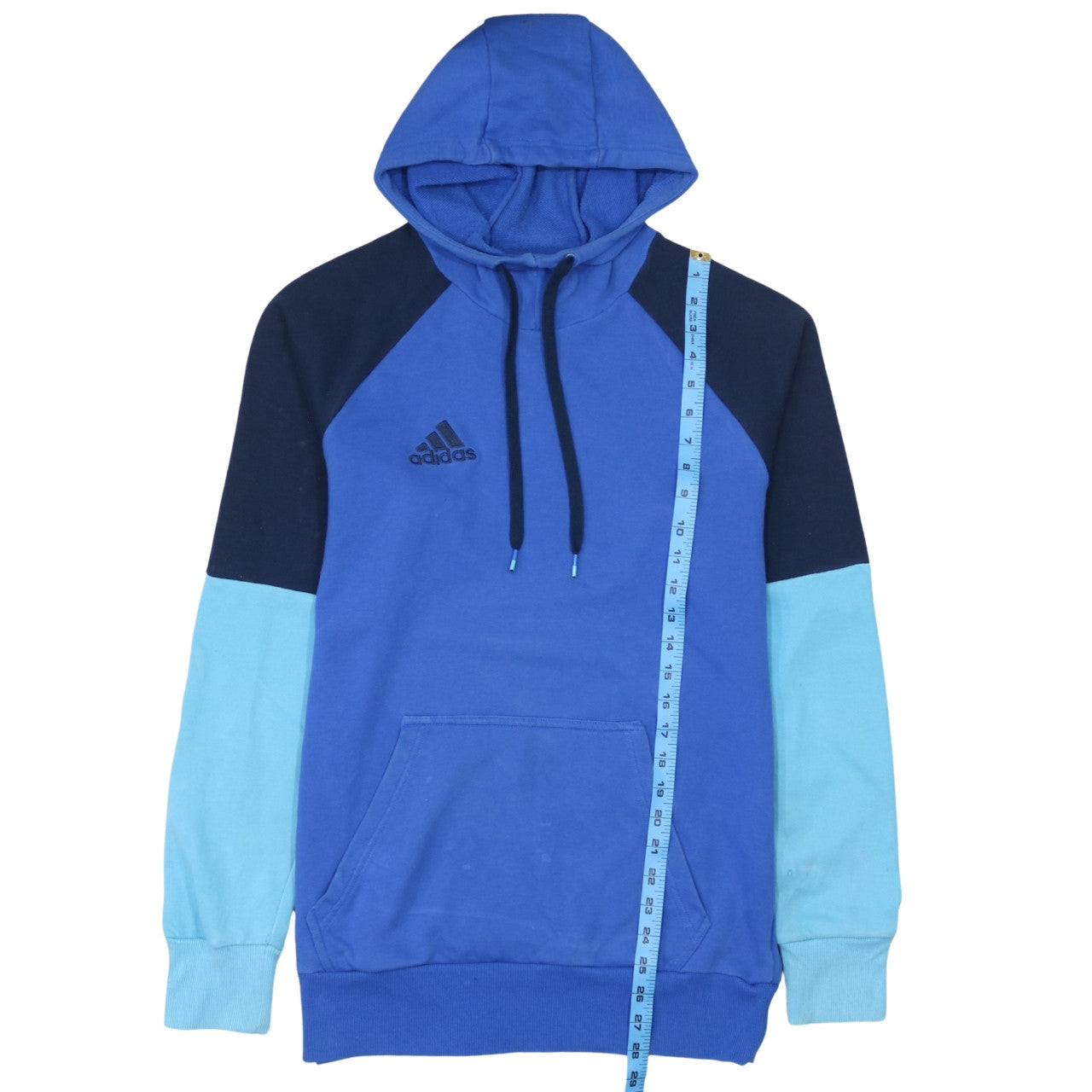 Adidas Men's Blue Pullover Hoodie Medium Hooded Logo Sweatshirt