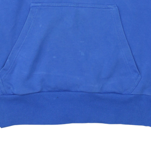 Adidas Men's Blue Pullover Hoodie Medium Hooded Logo Sweatshirt