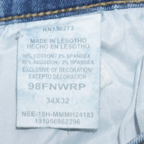 Wrangler Mens Blue 34x32 Relaxed Bootcut Denim Jeans