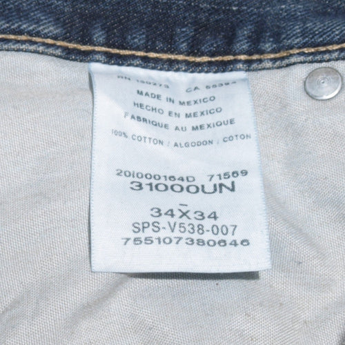 Wrangler Men's Blue 34x34 Straight Fit Denim Jeans