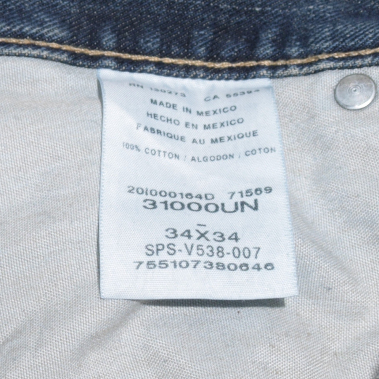 Wrangler Men's Blue 34x34 Straight Fit Denim Jeans