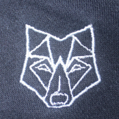 Russell Men's Black Small Crew Neck Embroidered Wolf Sweatshirt