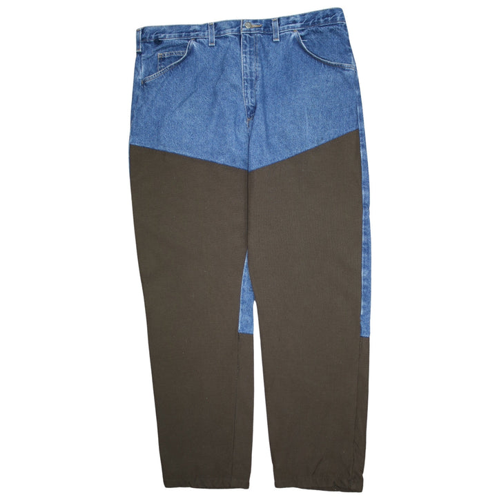 Wrangler Rugged Wear Men's Blue/Brown Straight Jeans 40x32 Cotton Denim