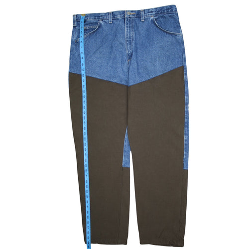 Wrangler Rugged Wear Men's Blue/Brown Straight Jeans 40x32 Cotton Denim