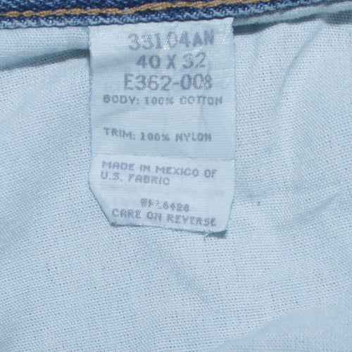 Wrangler Rugged Wear Men's Blue/Brown Straight Jeans 40x32 Cotton Denim