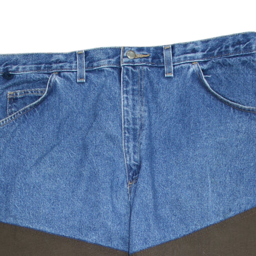 Wrangler Rugged Wear Men's Blue/Brown Straight Jeans 40x32 Cotton Denim