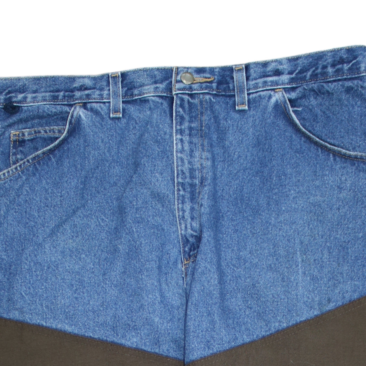 Wrangler Rugged Wear Men's Blue/Brown Straight Jeans 40x32 Cotton Denim