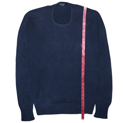 Ralph Lauren Men's Blue Cotton Crew Neck Jumper Size L