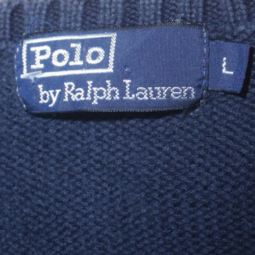 Ralph Lauren Men's Blue Cotton Crew Neck Jumper Size L