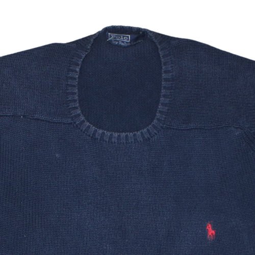 Ralph Lauren Men's Blue Cotton Crew Neck Jumper Size L