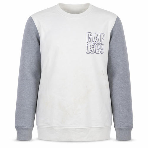 Gap Men's White Grey Logo 1969 Crew Neck Pullover Sweatshirt L