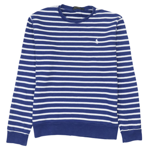 Polo Ralph Lauren Men's Blue Striped Cotton Crew Neck Sweatshirt M