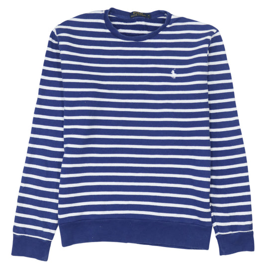 Polo Ralph Lauren Men's Blue Striped Cotton Crew Neck Sweatshirt M