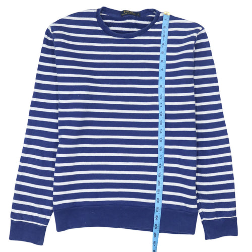 Polo Ralph Lauren Men's Blue Striped Cotton Crew Neck Sweatshirt M