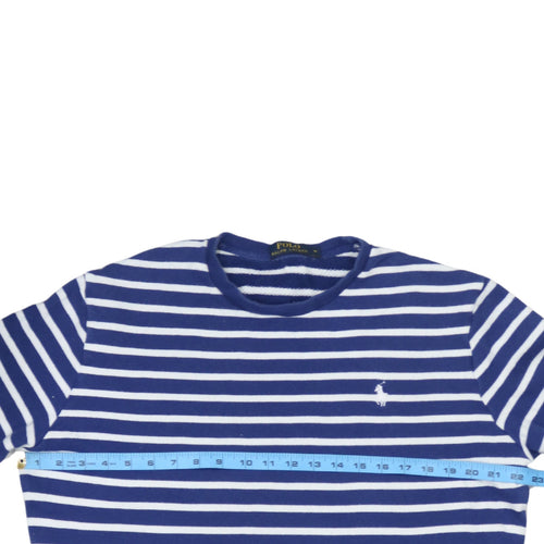 Polo Ralph Lauren Men's Blue Striped Cotton Crew Neck Sweatshirt M