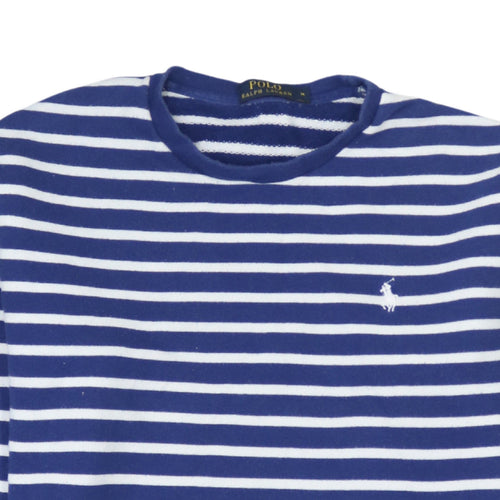 Polo Ralph Lauren Men's Blue Striped Cotton Crew Neck Sweatshirt M