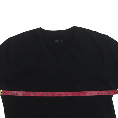 Hugo Boss Men's Black V-Neck Cotton T-Shirt Size L