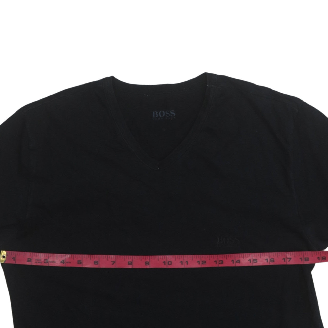 Hugo Boss Men's Black V-Neck Cotton T-Shirt Size L