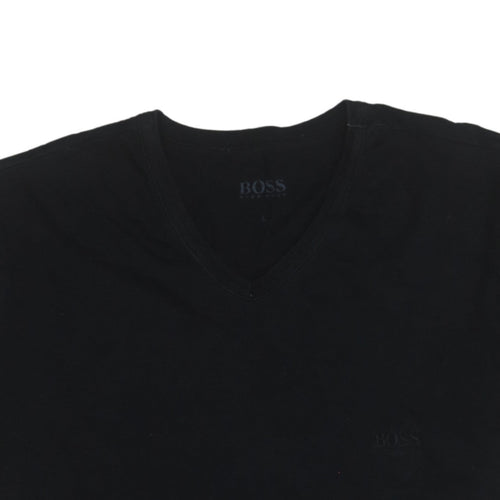 Hugo Boss Men's Black V-Neck Cotton T-Shirt Size L