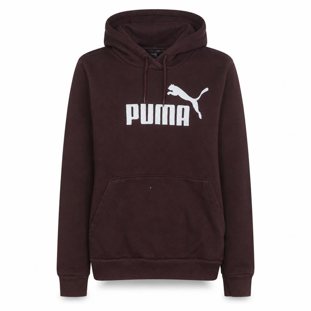 Front view of Puma women’s burgundy hoodie uk 12 pullover logo sweatshirt