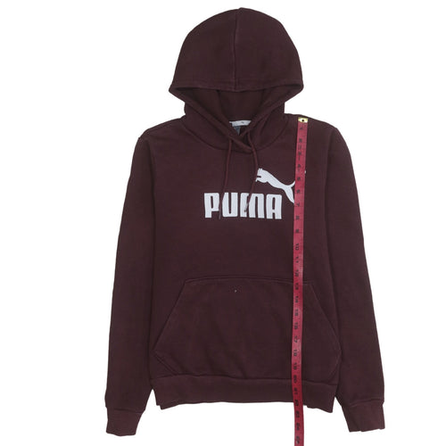 Puma Womens Burgundy Hoodie UK 12 Pullover Logo Sweatshirt
