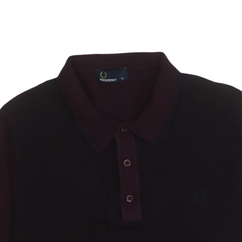 Fred Perry Men's Purple Cotton Knit Polo Shirt XL Classic Fit