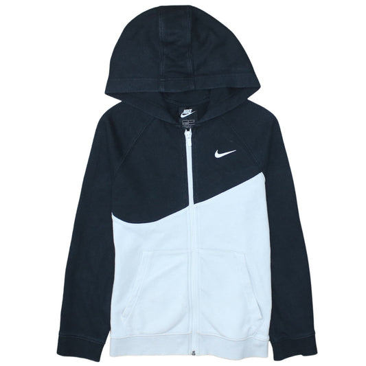Nike Boys Black Full Zip Hoodie Size L 147-158cm Colourblock Sportswear