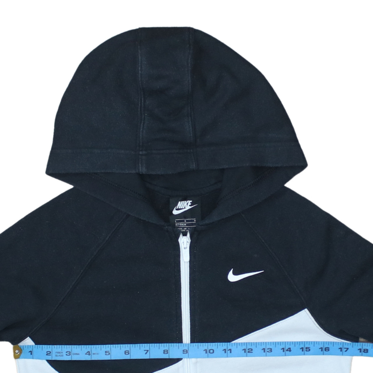 Nike Boys Black Full Zip Hoodie Size L 147-158cm Colourblock Sportswear