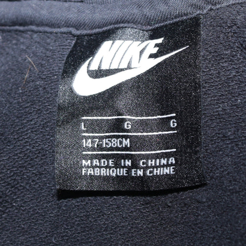 Nike Boys Black Full Zip Hoodie Size L 147-158cm Colourblock Sportswear