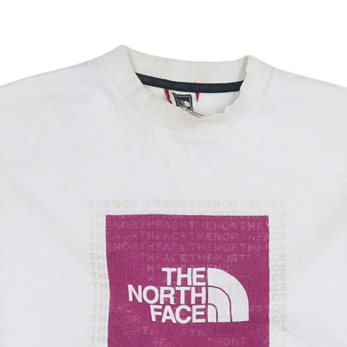 The North Face Womens White XS Pullover Sweatshirt with Logo Print