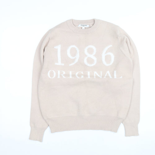 Sweewe Paris Women Beige 1986 Crew Neck Pullover Jumper Size S