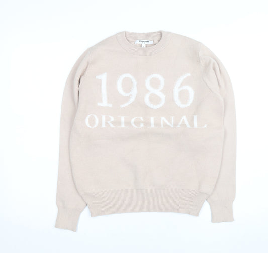 Sweewe Paris Women Beige 1986 Crew Neck Pullover Jumper Size S