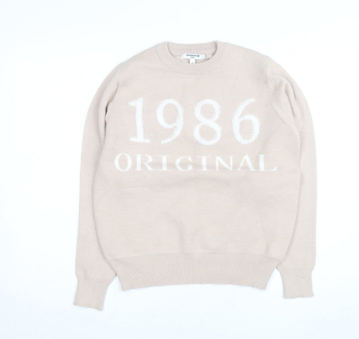 Sweewe Paris Women Beige 1986 Crew Neck Pullover Jumper Size S
