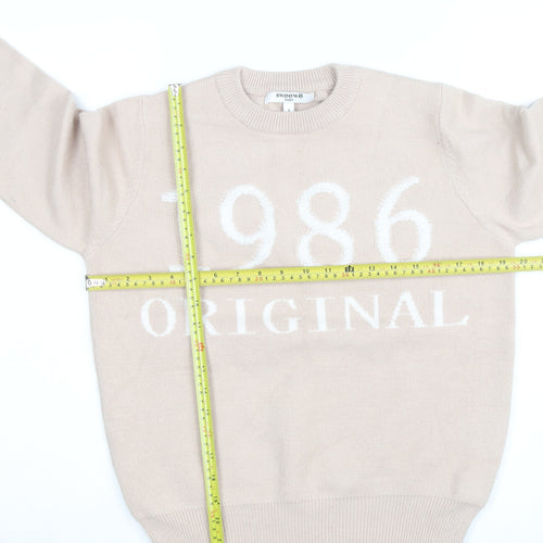 Sweewe Paris Women Beige 1986 Crew Neck Pullover Jumper Size S