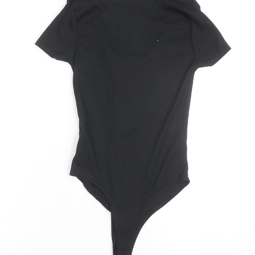 PrettyLittleThing Women’s Black Short Sleeve Ribbed Bodysuit UK 4