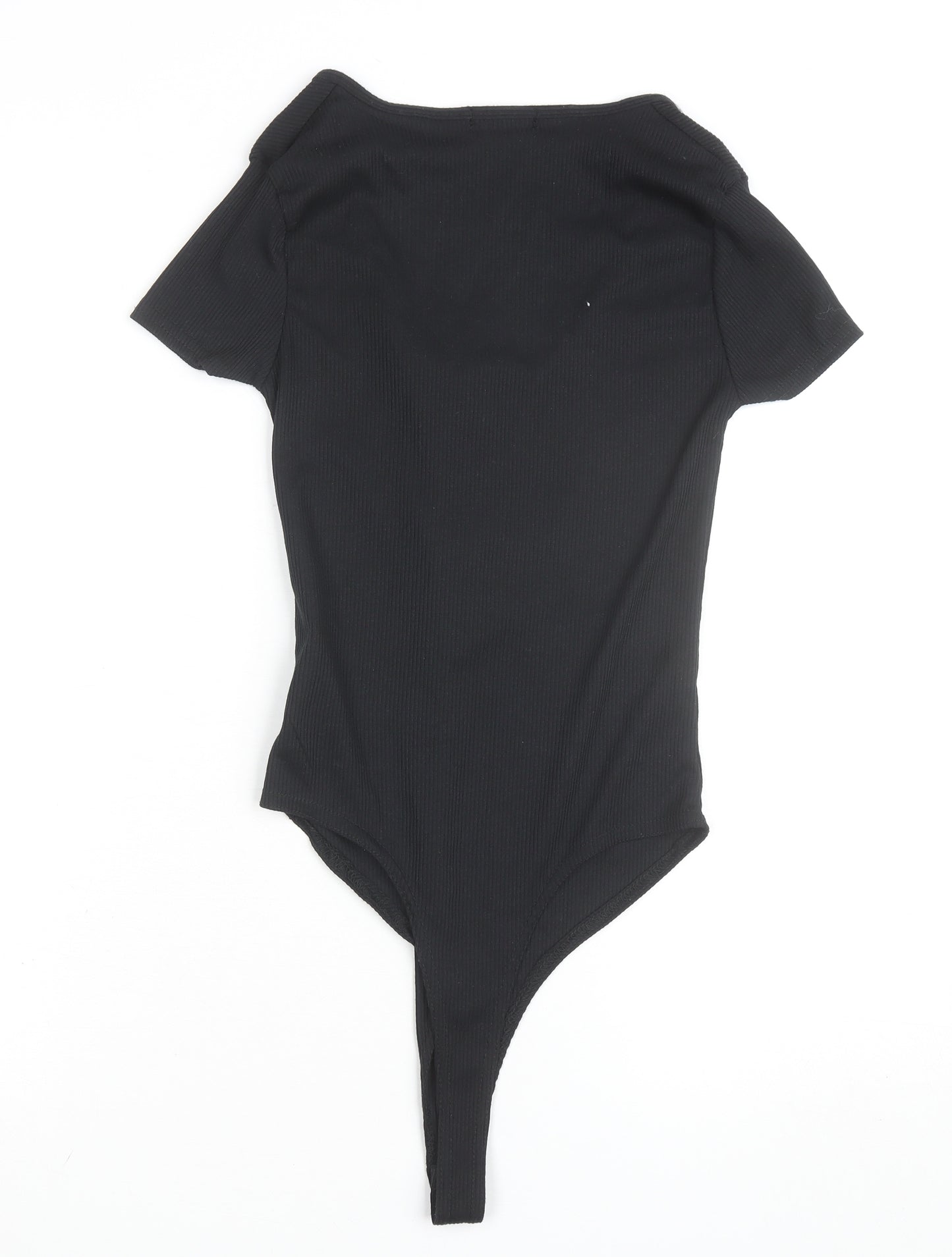 PrettyLittleThing Women’s Black Short Sleeve Ribbed Bodysuit UK 4