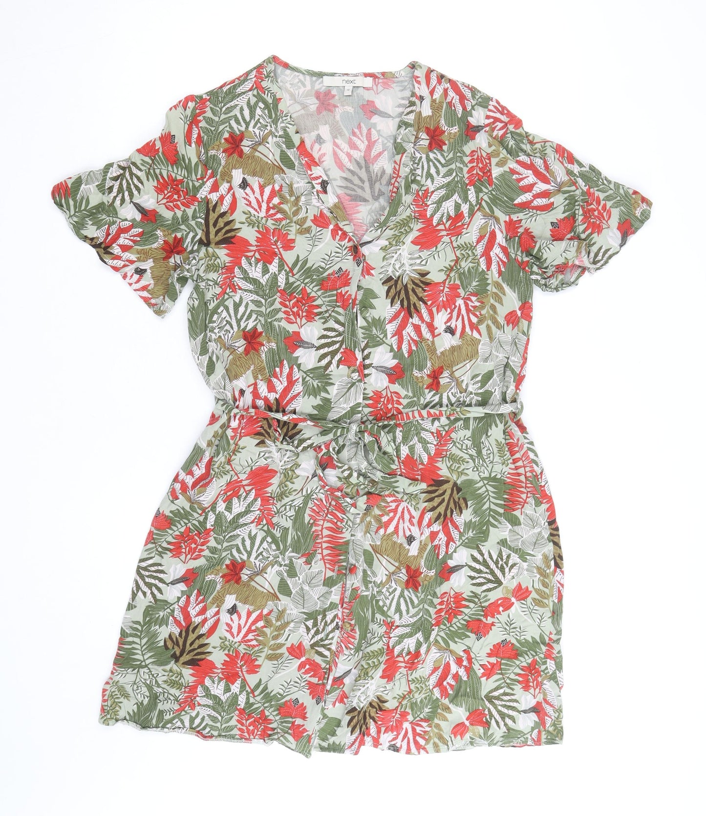 Next Womens Multicoloured Floral Short Wrap Dress Size 12