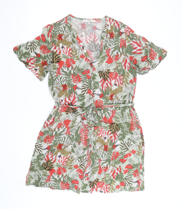 Next Womens Multicoloured Floral Short Wrap Dress Size 12