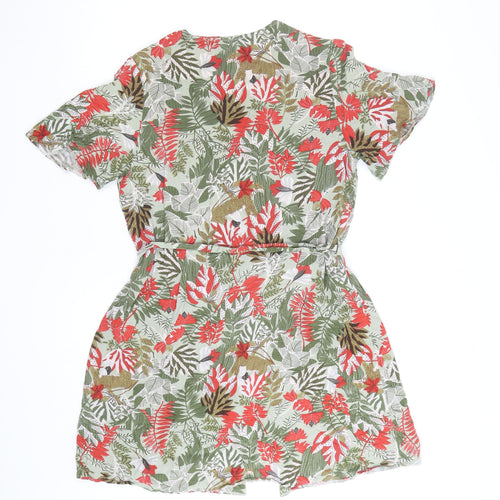 Next Womens Multicoloured Floral Short Wrap Dress Size 12